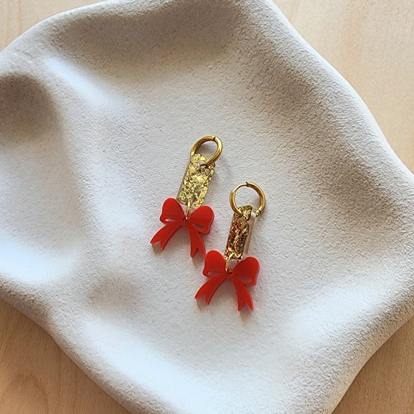 Red Bow Earrings