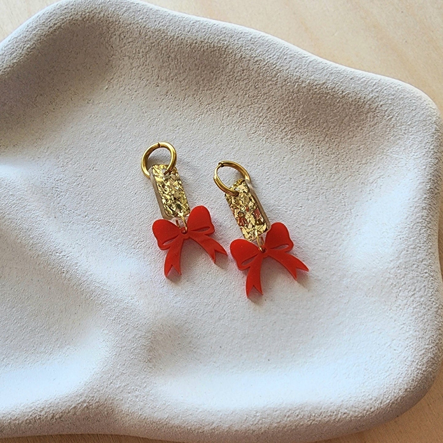 Red Bow Earrings