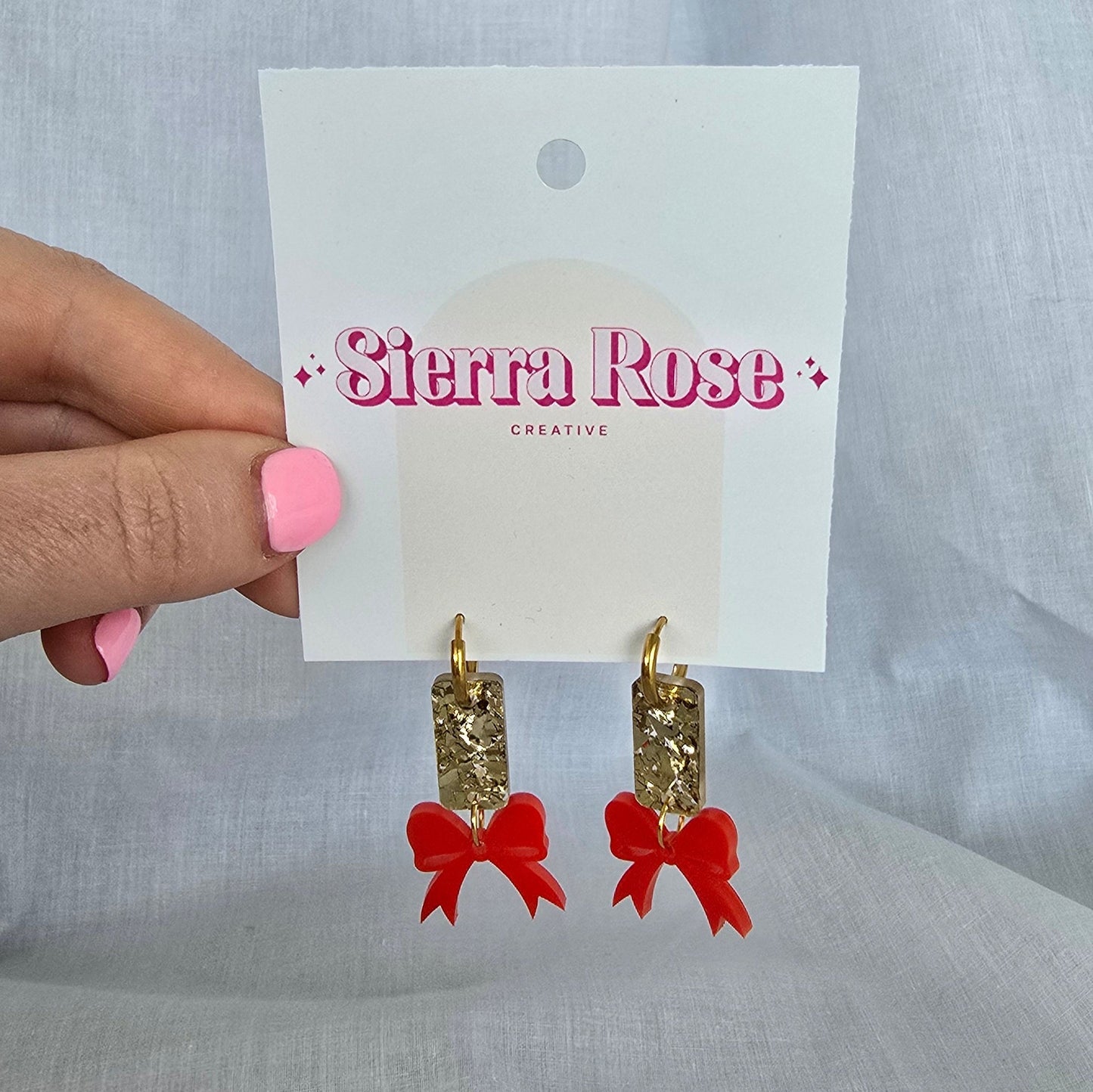 Red Bow Earrings